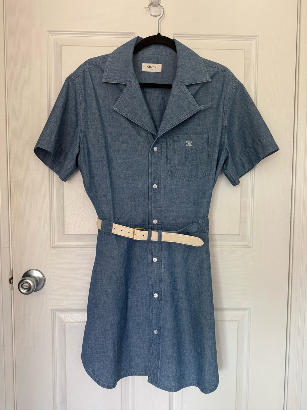 Celine Women Mini Dress Denim Short-Sleeve